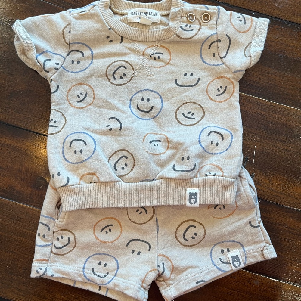 Rabbit & Bear Kids Smiley Face Matching Set - Cream